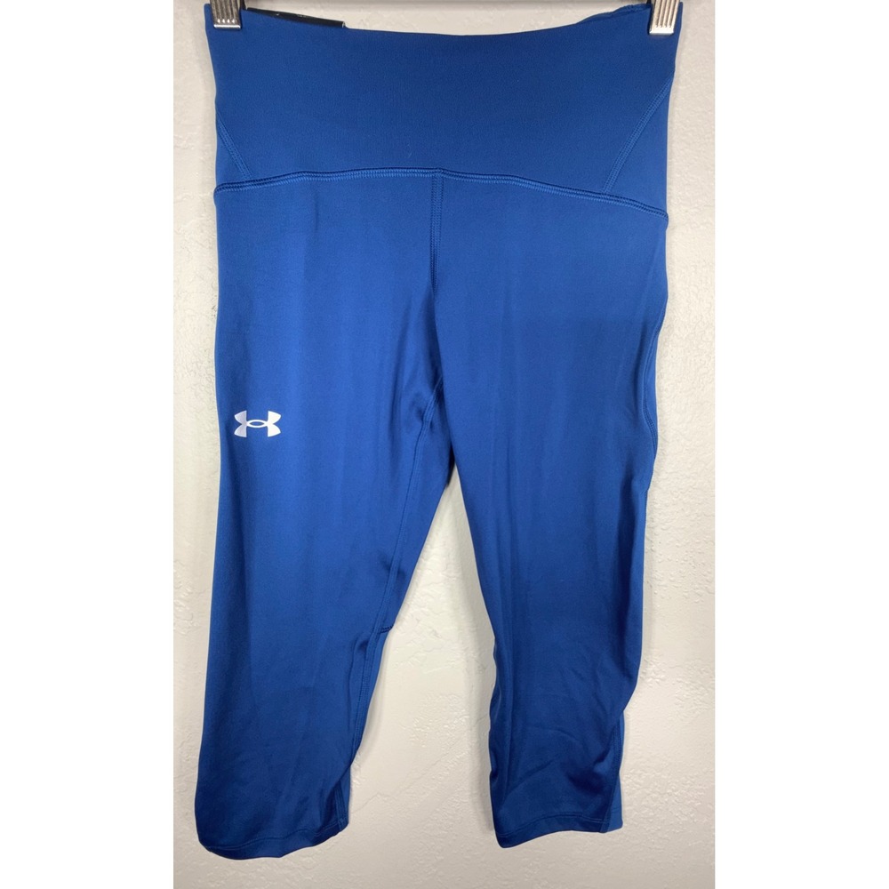 Under Armour Womens Fly Fast Speed Capris Blue Compression Mid Rise Small